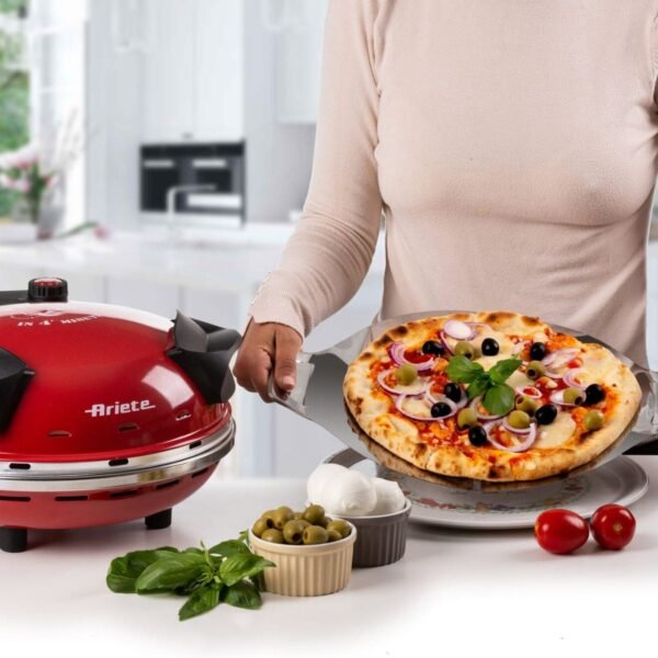 Forno de Pizza Elétrico Ariete 909 c/ pedra refratária 1200W 400ºC Vermelho - Imagem 4