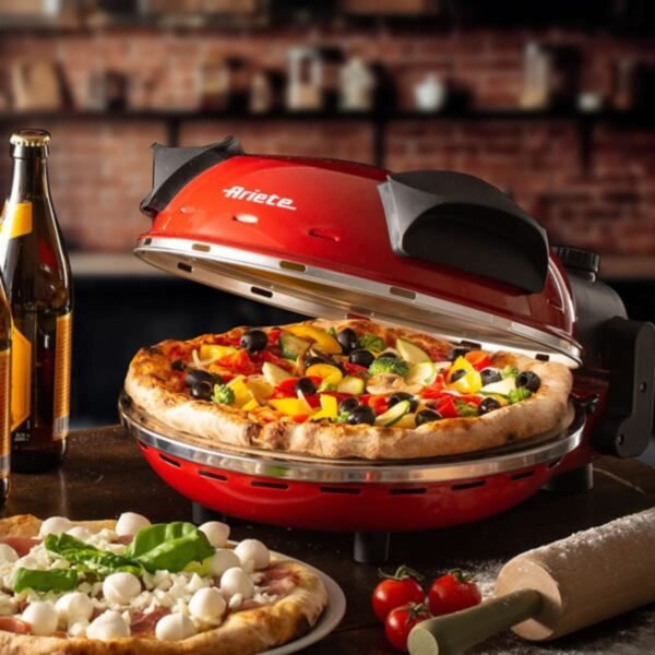 Forno de Pizza Elétrico Ariete 909 c/ pedra refratária 1200W 400ºC Vermelho - Imagem 6